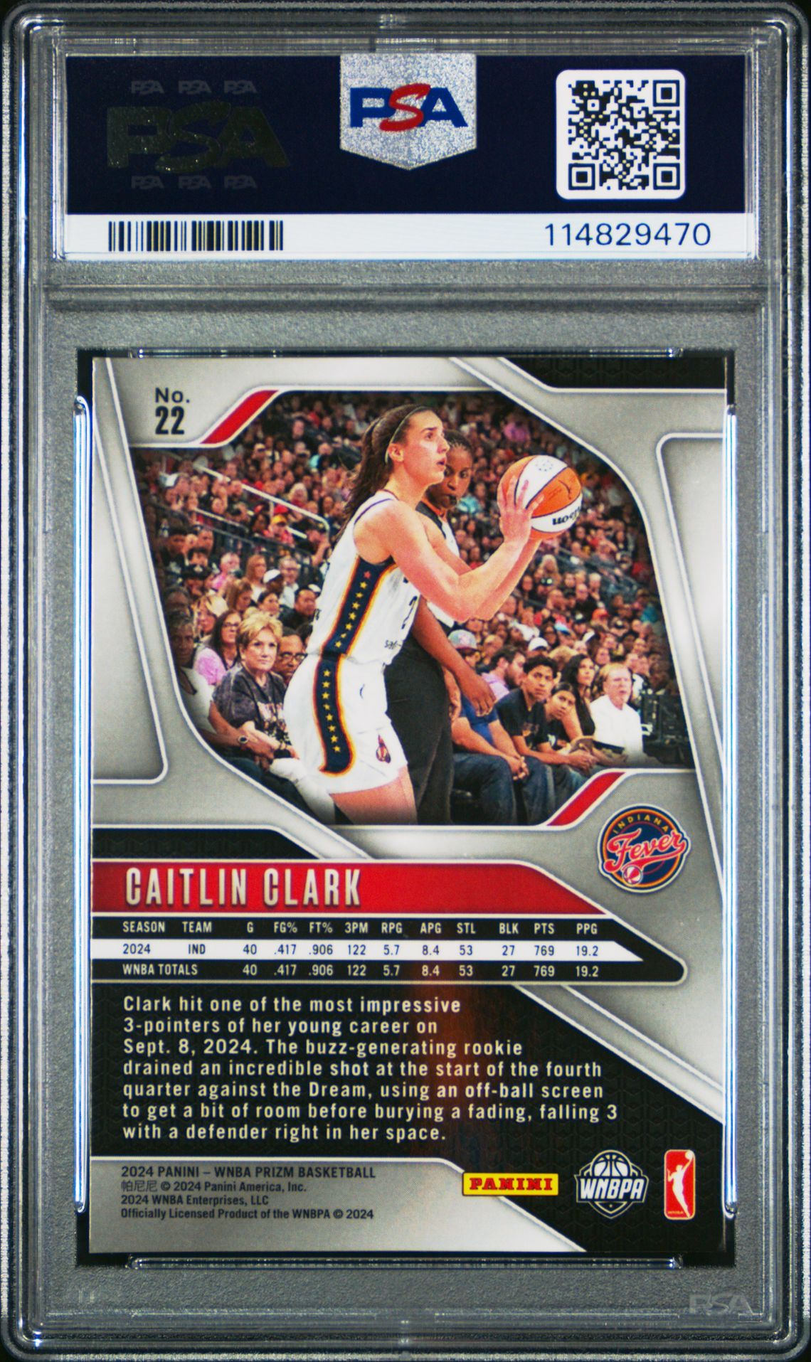 2024 Panini Prizm Wnba Caitlin Clark #22 Nm-Mt 8 back