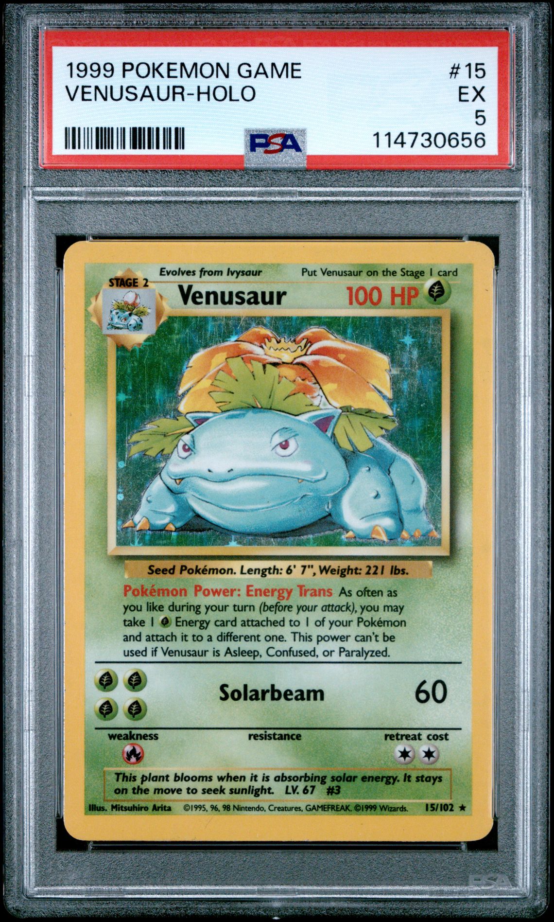 1999 Pokemon Game Venusaur-Holo #15 Ex 5 front