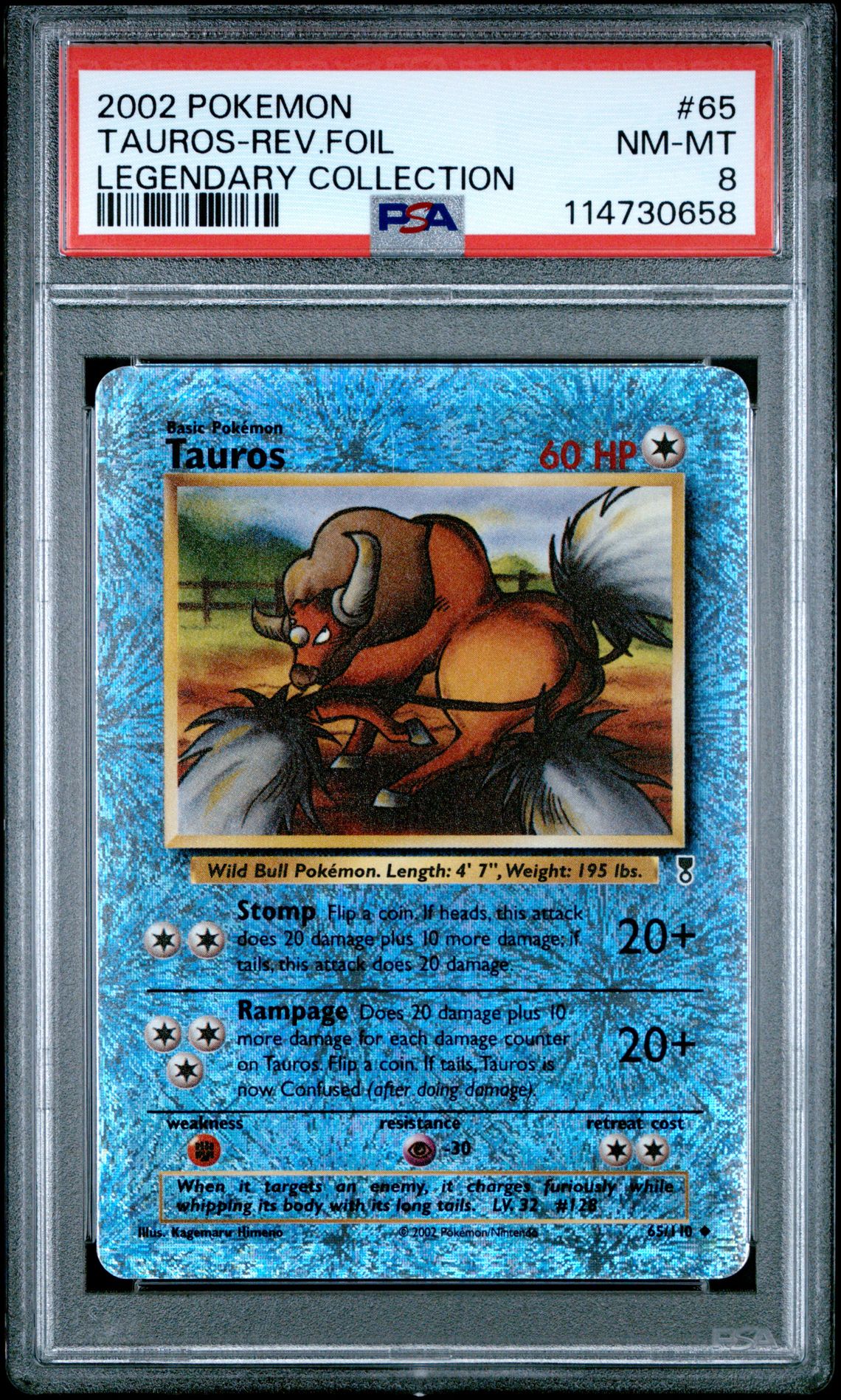 2002 Pokemon Legendary Collection Tauros-Rev.foil #65 (Legendary Collection) Nm-Mt 8 front