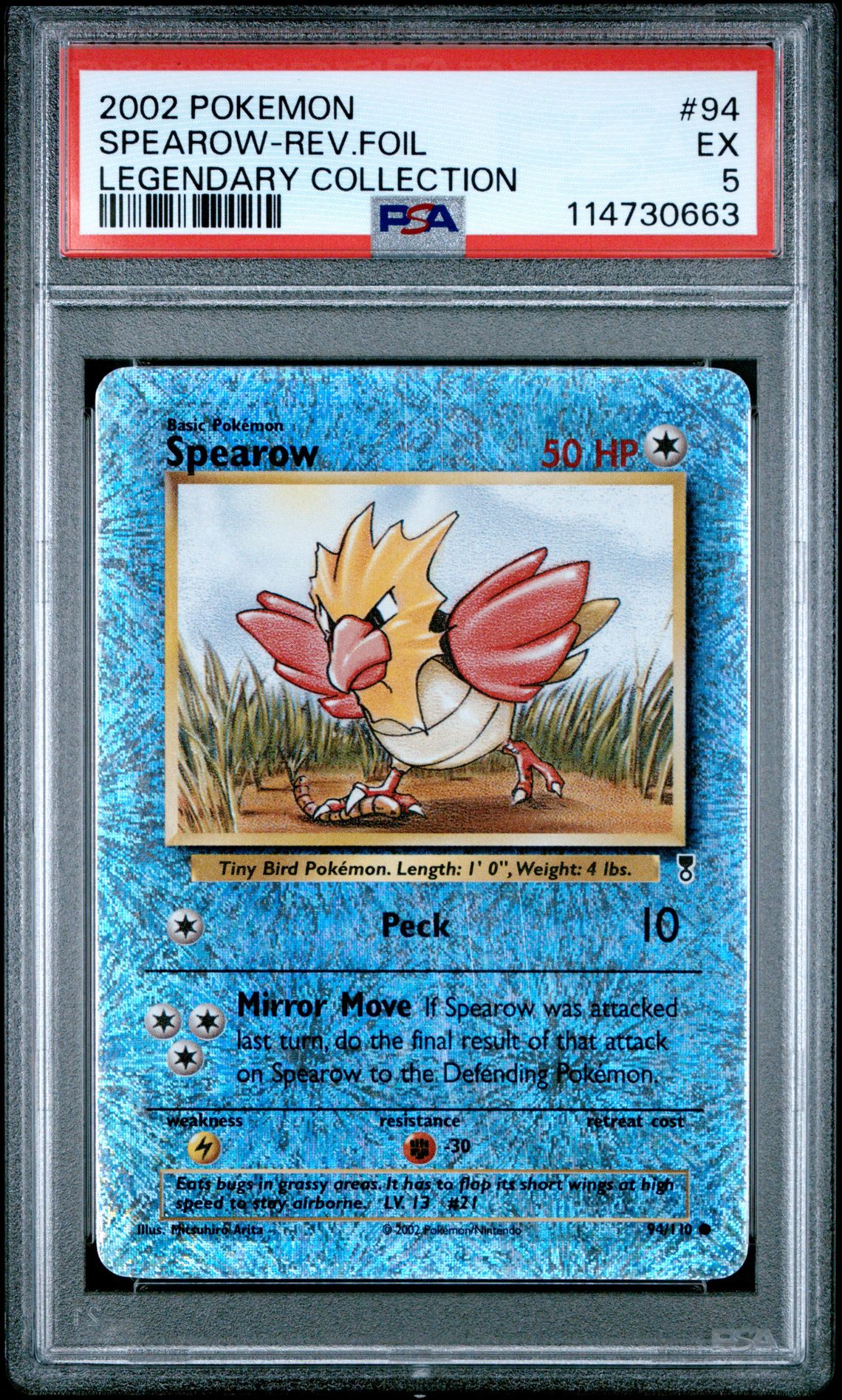 2002 Pokemon Legendary Collection Spearow-Rev.foil #94 (Legendary Collection) Ex 5 front
