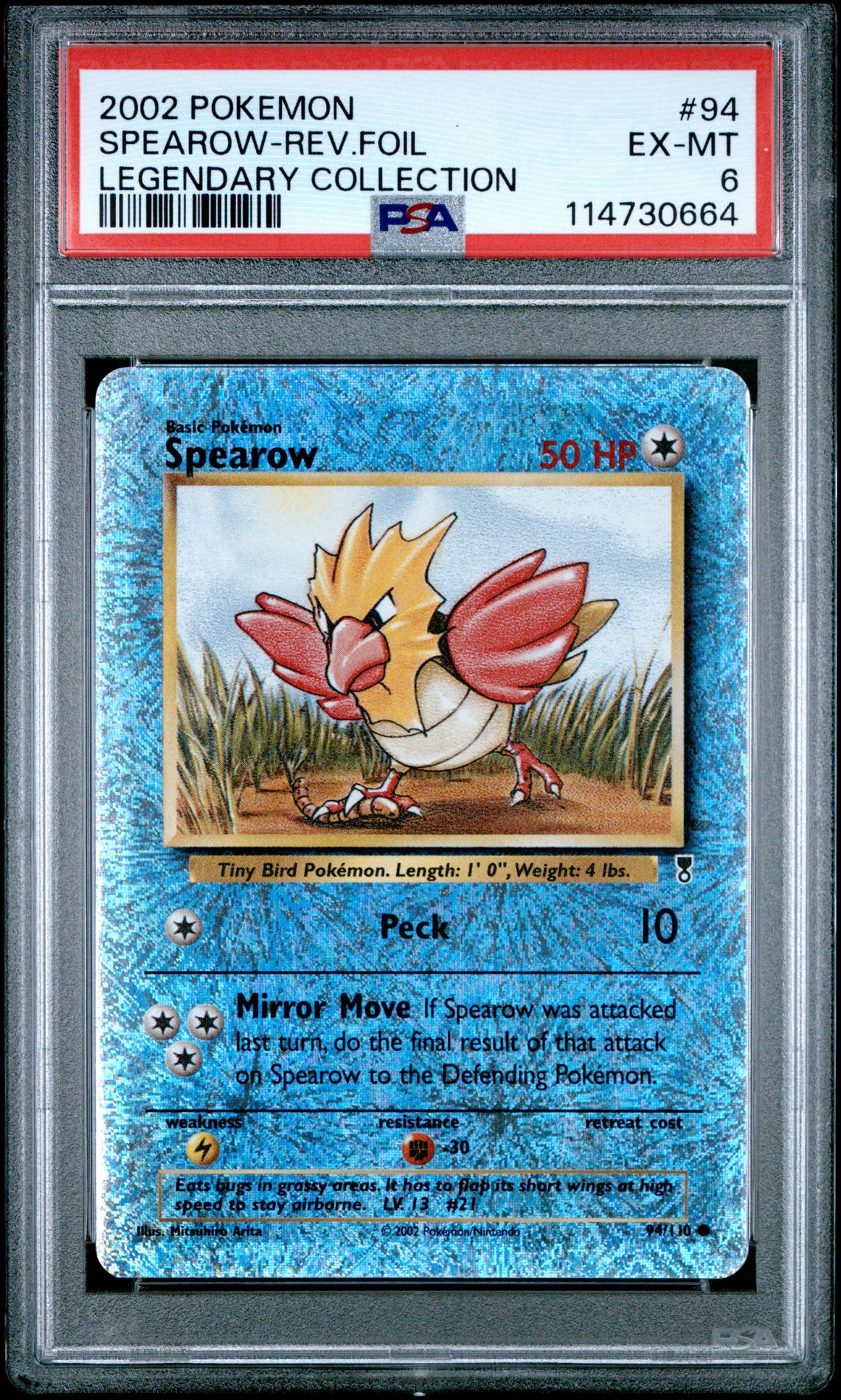 2002 Pokemon Legendary Collection Spearow-Rev.foil #94 (Legendary Collection) Ex-Mt 6 front