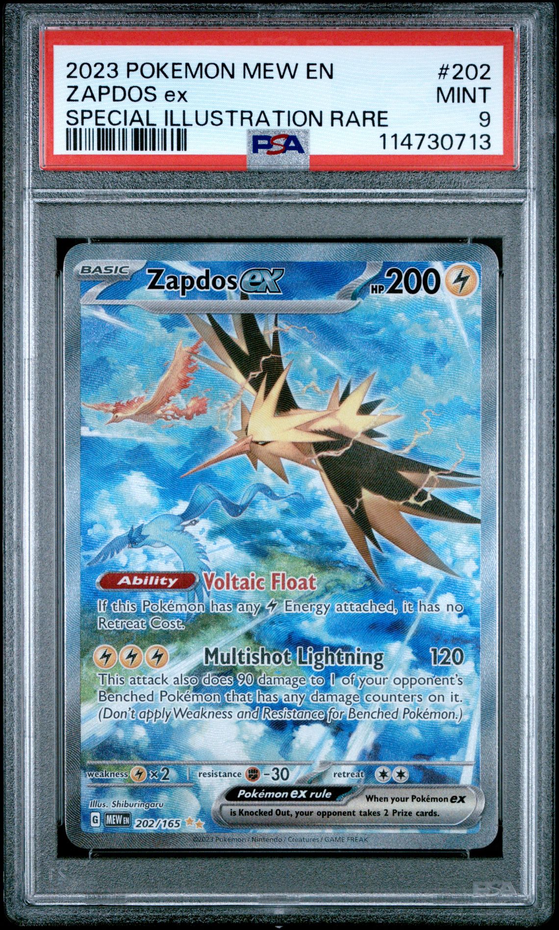2023 Pokemon Mew En-151 Zapdos Ex #202 (Special Illustration Rare) Mint 9 front