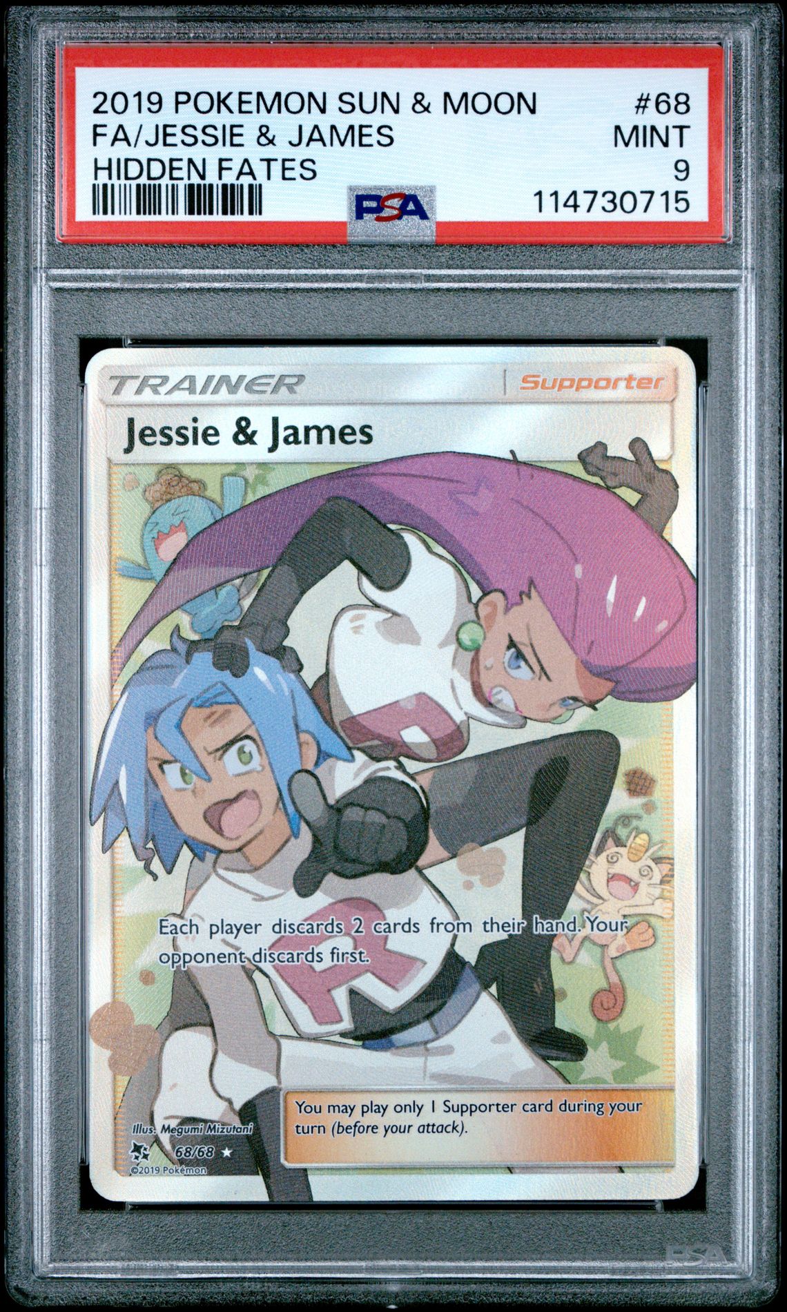 2019 Pokemon Sun & Moon Hidden Fates Fa/Jessie & James #68 (Hidden Fates) Mint 9 front