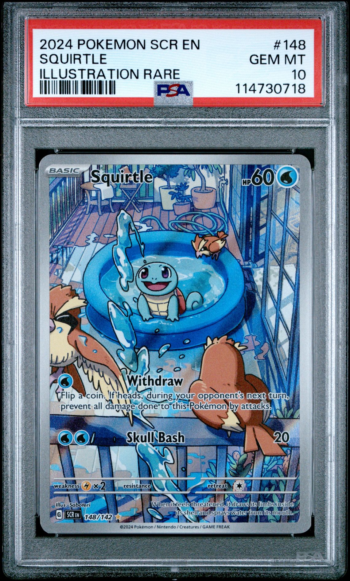 2024 Pokemon Scr En-Stellar Crown Squirtle #148 (Illustration Rare) Gem Mt 10 front