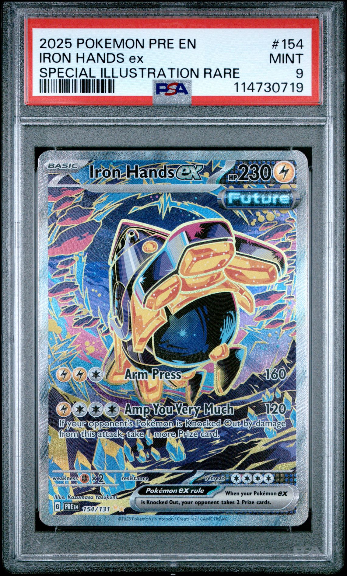 2025 Pokemon Pre En-Prismatic Evolutions Iron Hands Ex #154 (Special Illustration Rare) Mint 9 front