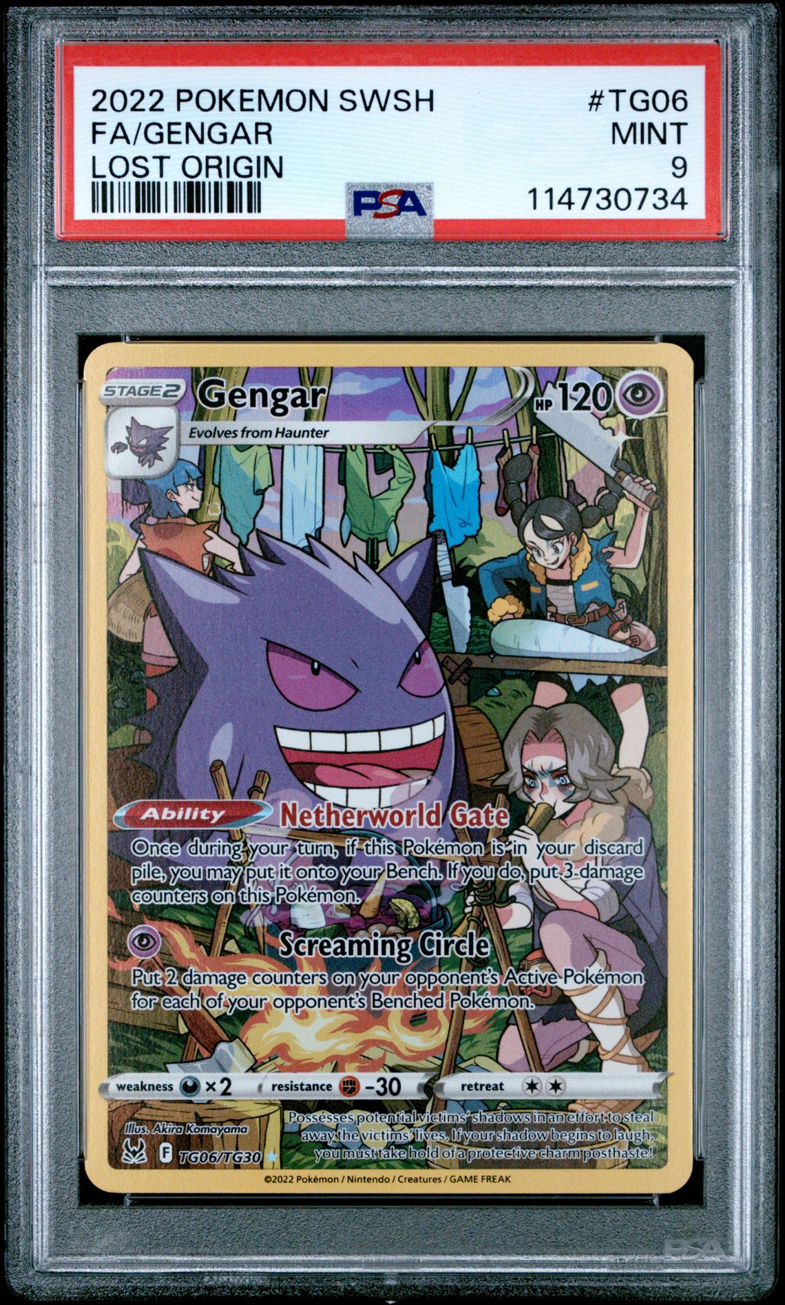 2022 Pokemon Sword & Shield Lost Origin Fa/Gengar #Tg06 (Lost Origin) Mint 9 front