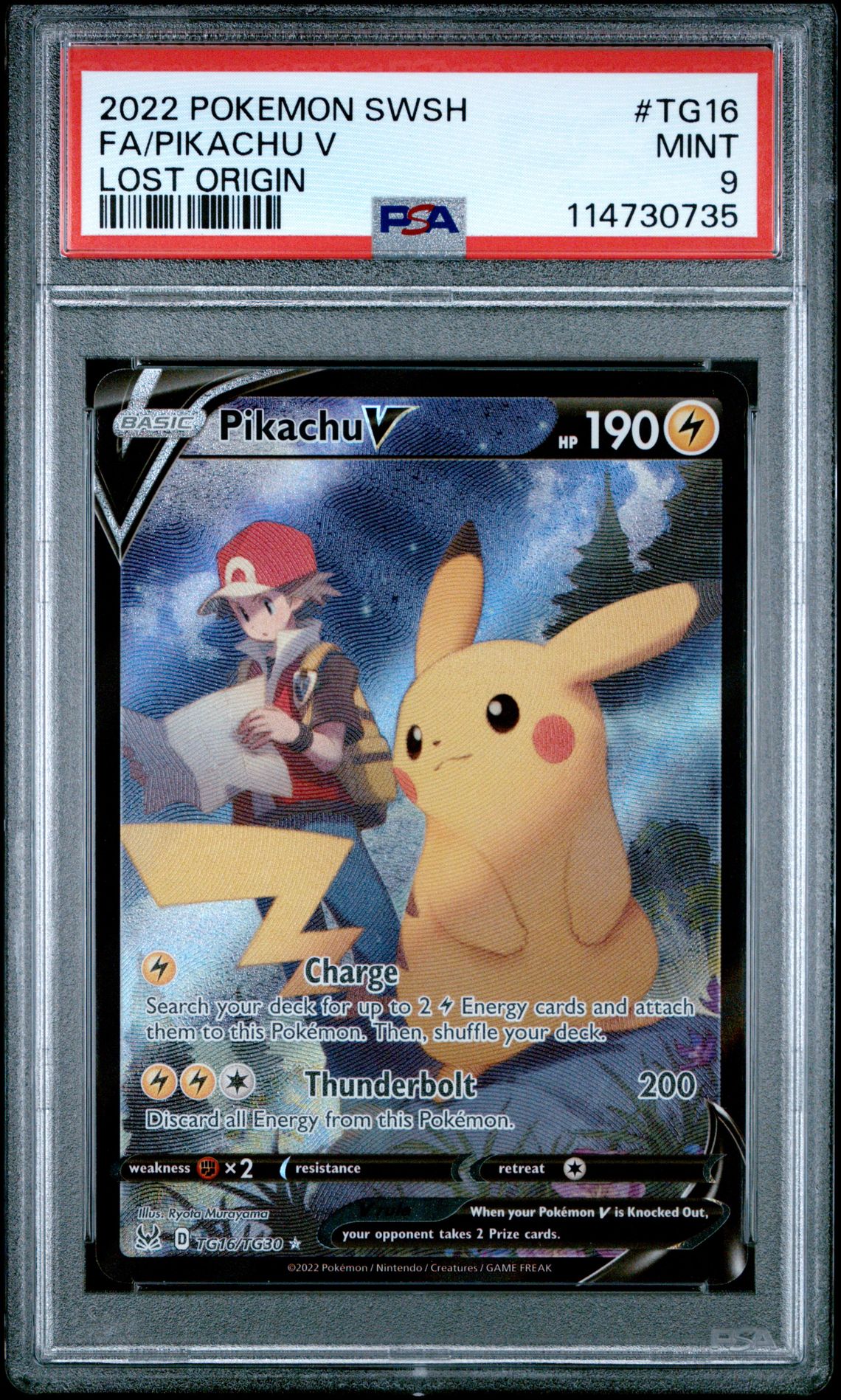 2022 Pokemon Sword & Shield Lost Origin Fa/Pikachu V #Tg16 (Lost Origin) Mint 9 front