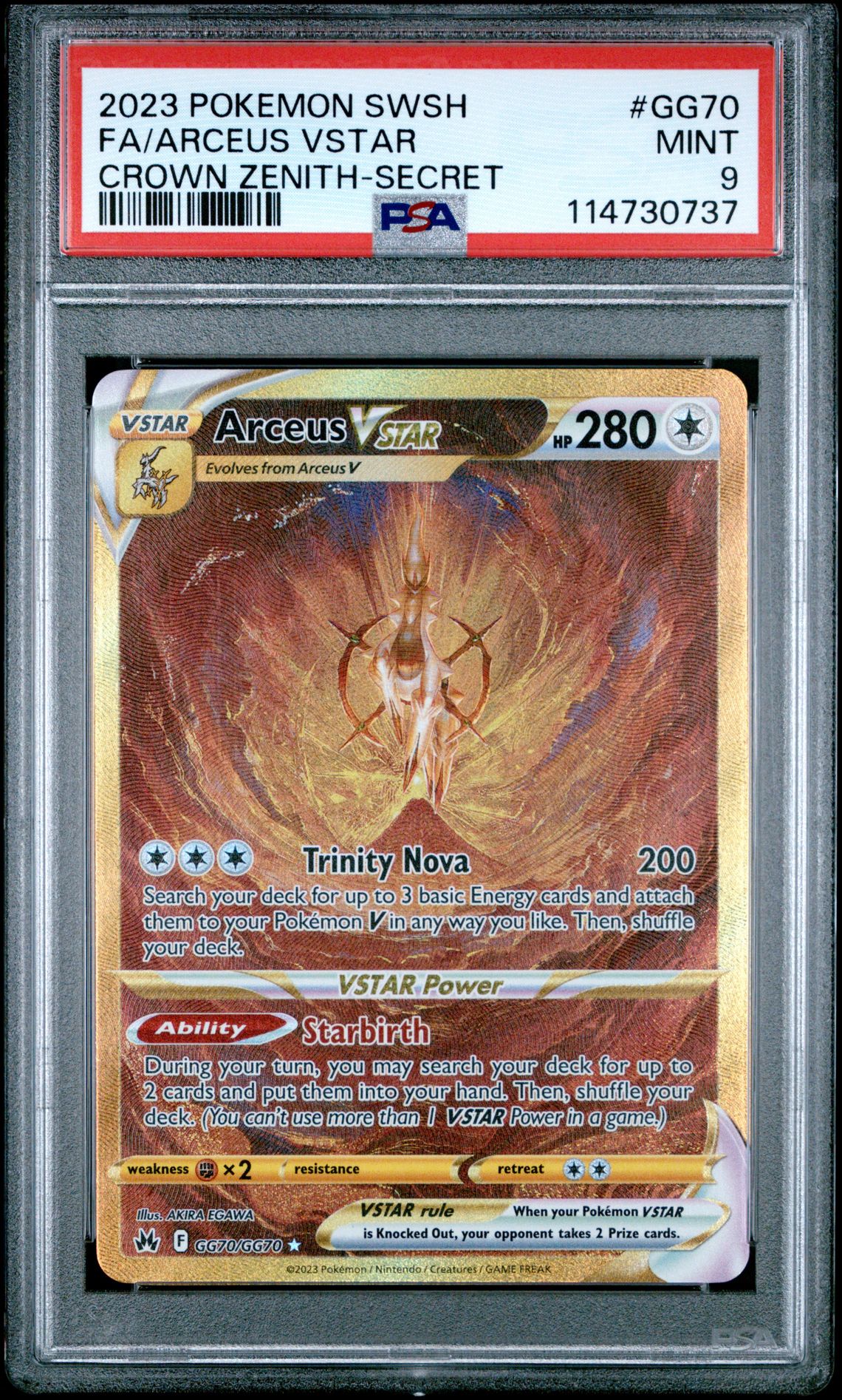 2023 Pokemon Sword And Shield Crown Zenith Fa/Arceus Vstar #Gg70 (Crown Zenith-Secret) Mint 9 front
