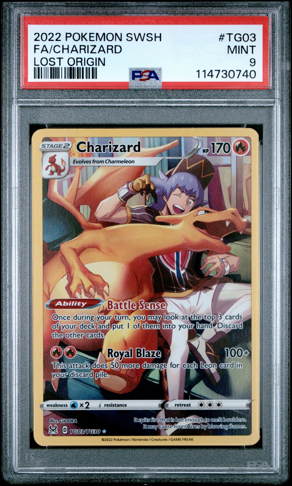 2022 Pokemon Sword & Shield Lost Origin Fa/Charizard #Tg03 (Lost Origin) Mint 9 front