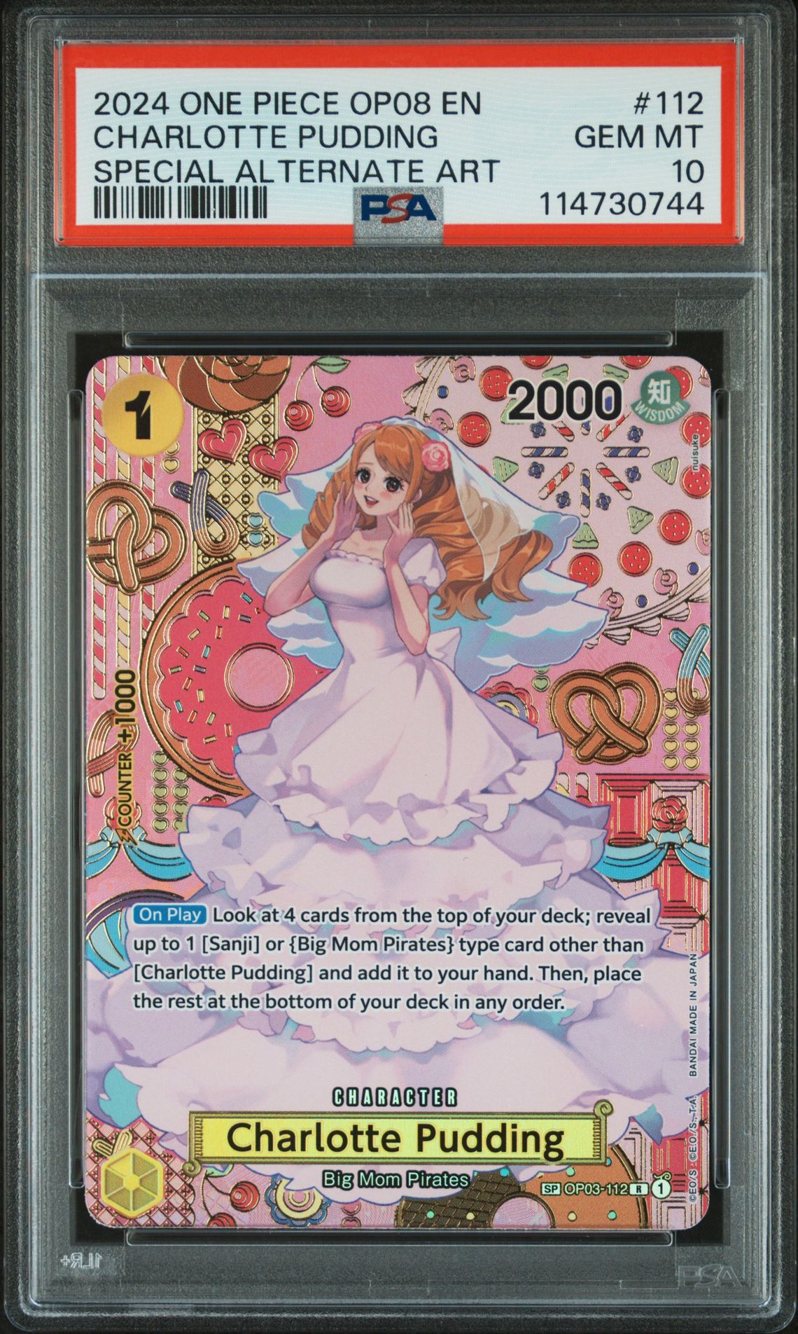 2024 One Piece Op08-Two Legends Charlotte Pudding #112 (Special Alternate Art) Gem Mt 10 front