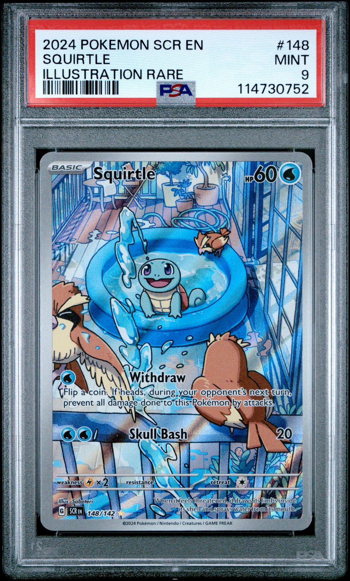 2024 Pokemon Scr En-Stellar Crown Squirtle #148 (Illustration Rare) Mint 9 front