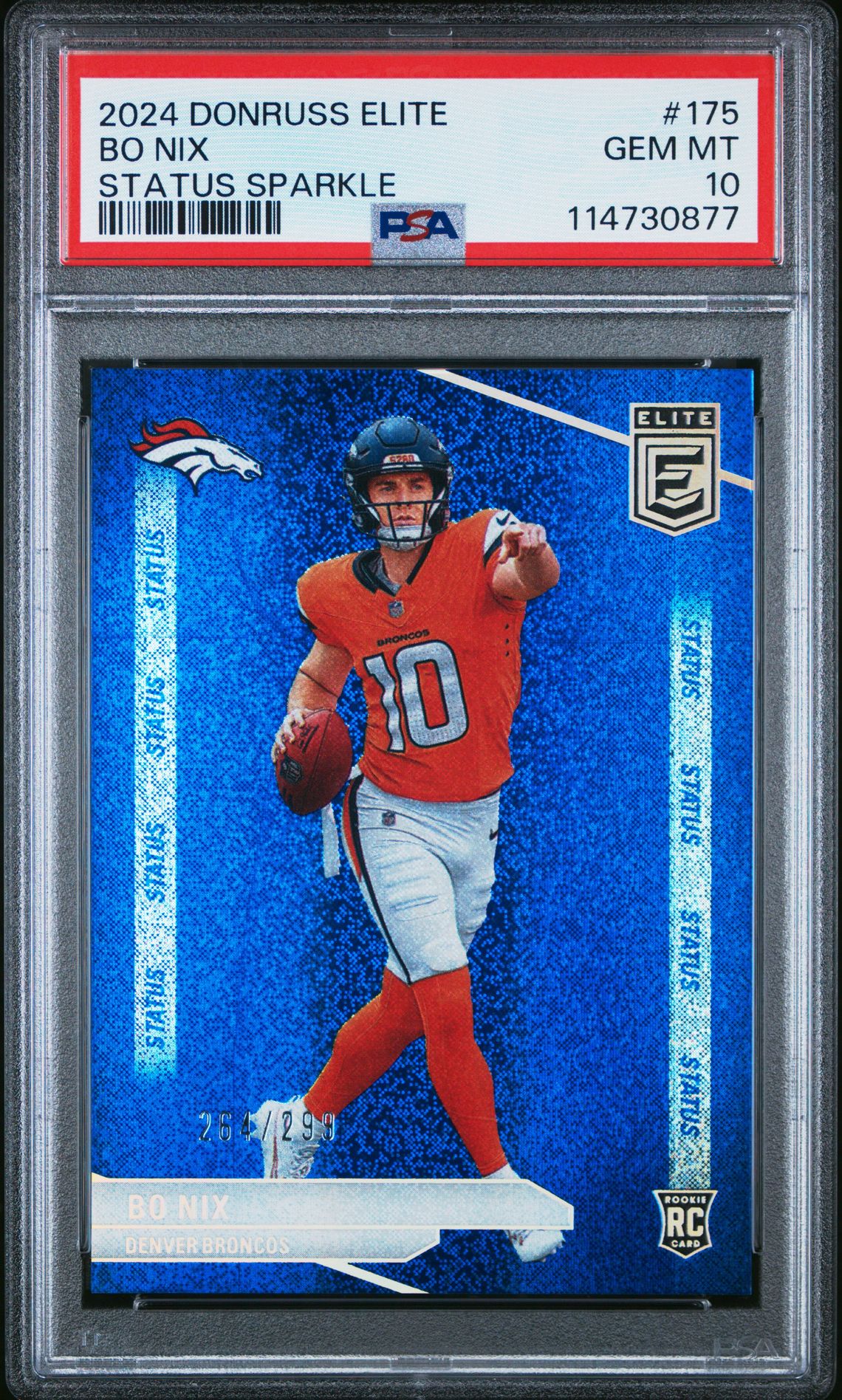 2024 Panini Donruss Elite Bo Nix #175 (Status Sparkle) Gem Mt 10 front
