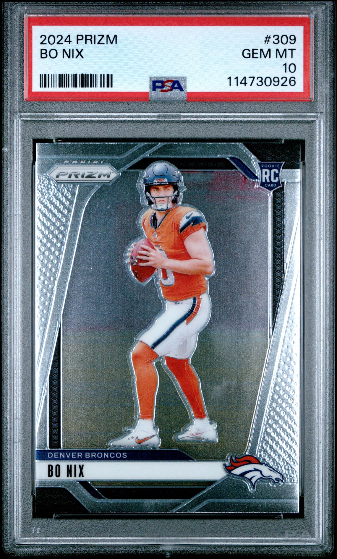2024 Panini Prizm Bo Nix #309 Gem Mt 10 front