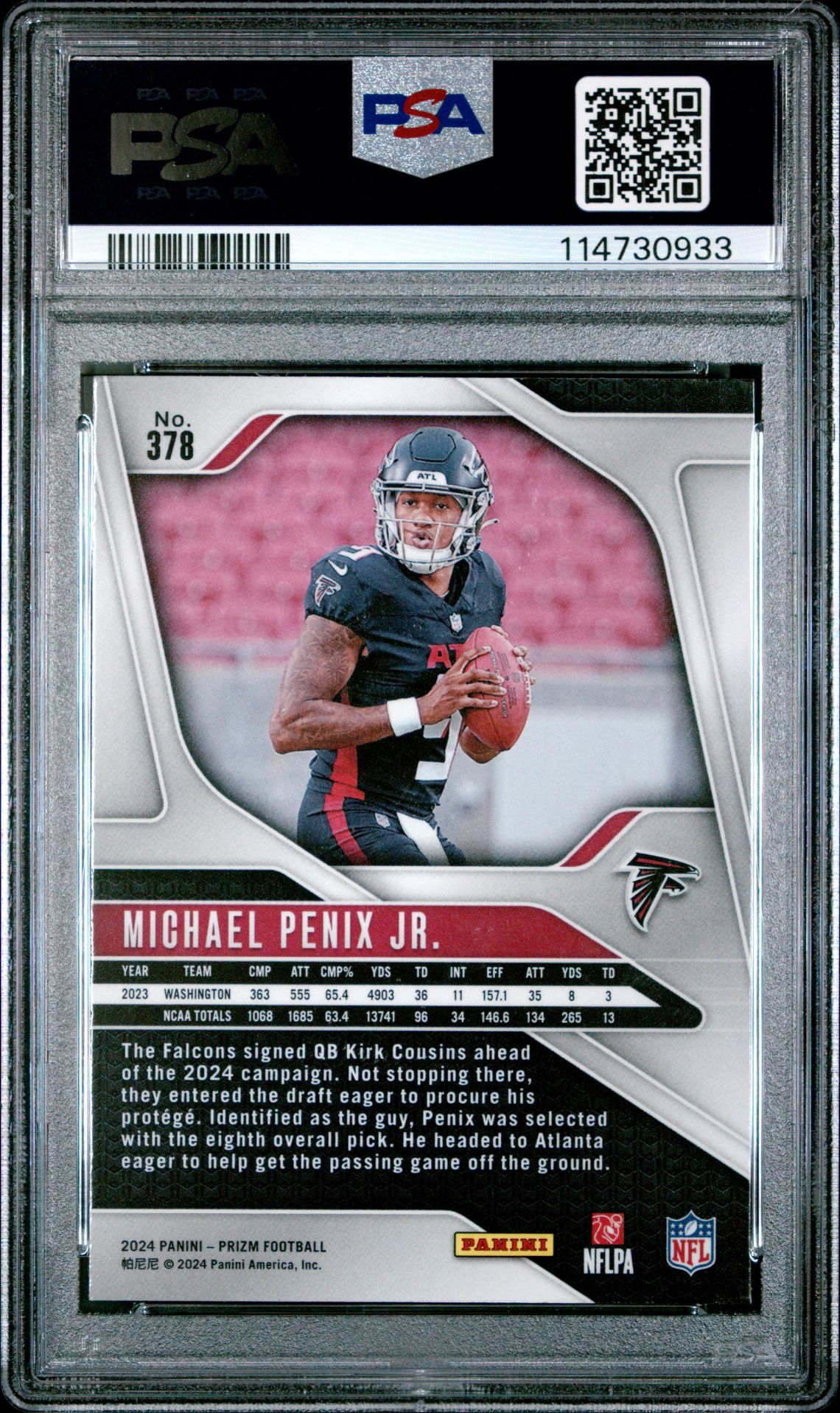 2024 Panini Prizm Michael Penix Jr. #378 Mint 9 back