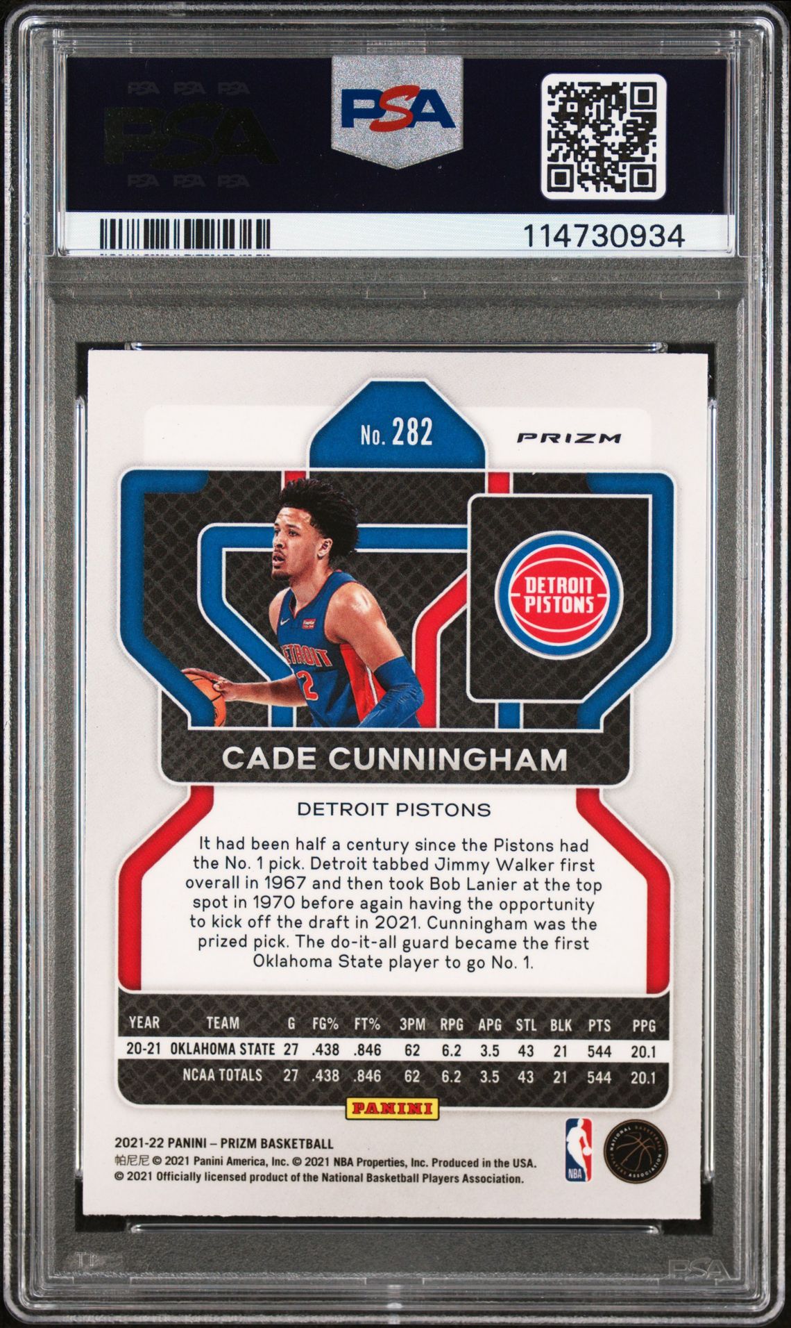 2021 Panini Prizm Factory Set Cade Cunningham #282 (Factory Set) Mint 9 back