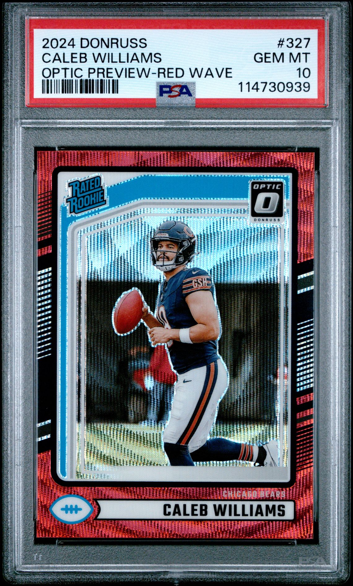 2024 Panini Donruss Caleb Williams #327 (Optic Preview-Red Wave) Gem Mt 10 front