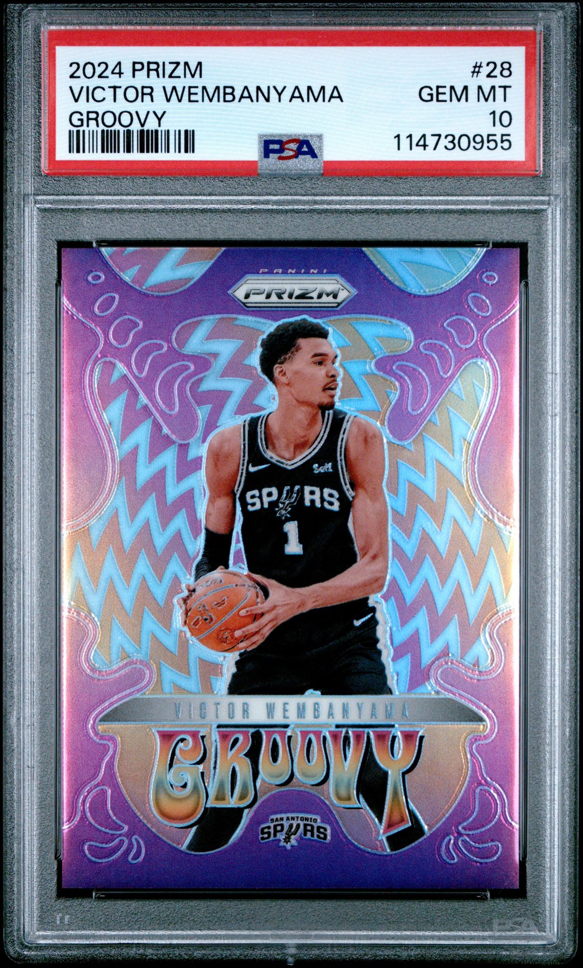 2024 Panini Prizm Groovy Victor Wembanyama #28 Gem Mt 10 front