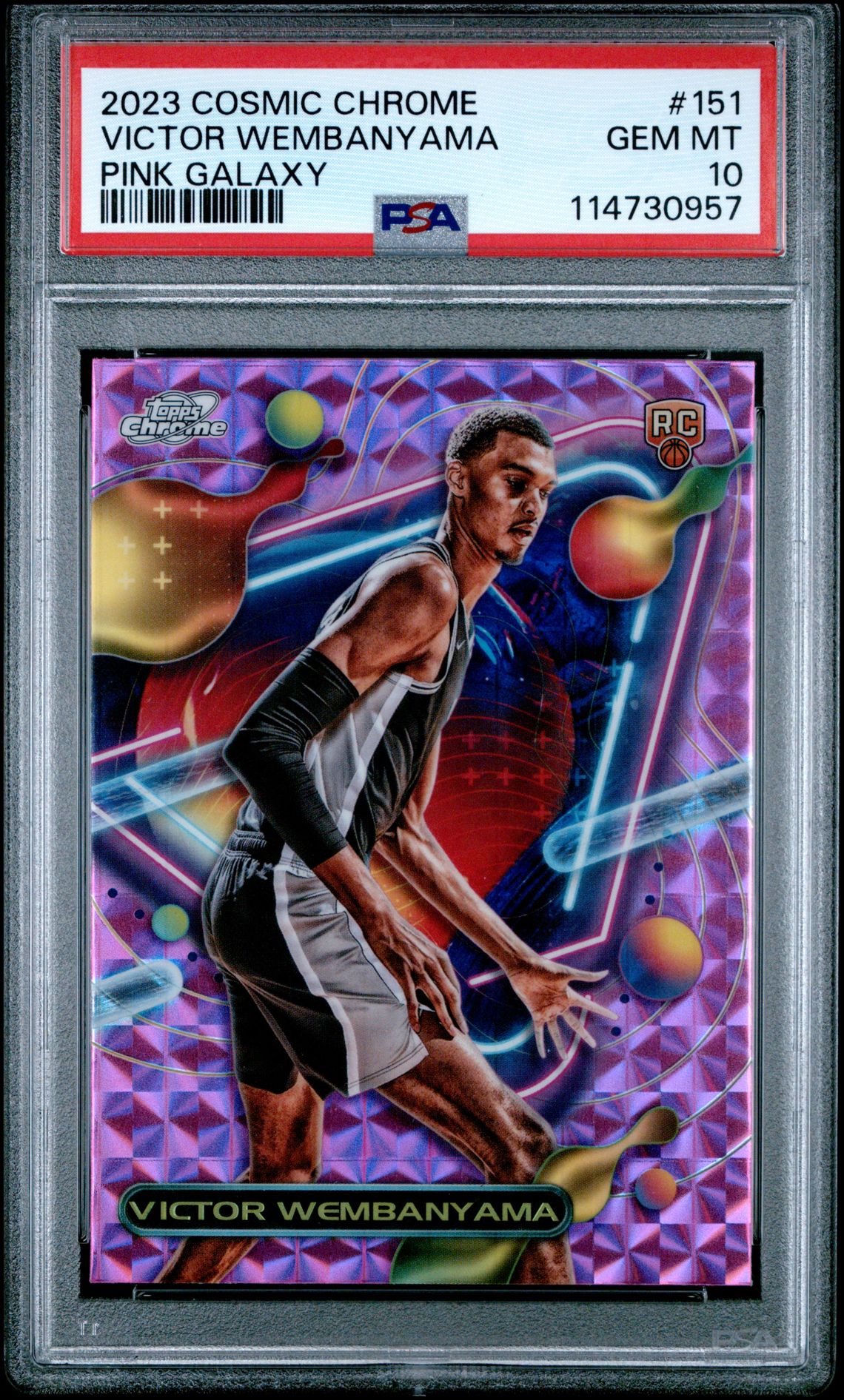 2023 Topps Cosmic Chrome Victor Wembanyama #151 (Pink Galaxy) Gem Mt 10 front