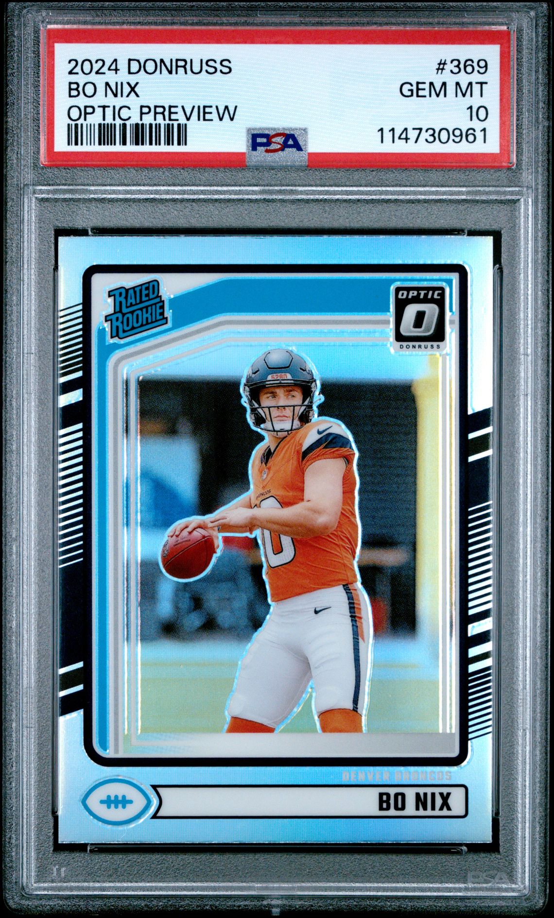 2024 Panini Donruss Bo Nix #369 (Optic Preview) Gem Mt 10 front