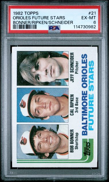 1982 Topps Orioles Future Stars #21 (Bonner/Ripken/Schneider) Ex-Mt 6 front