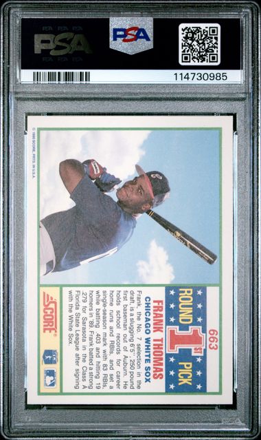 1990 Score Frank Thomas #663 Gem Mt 10 back