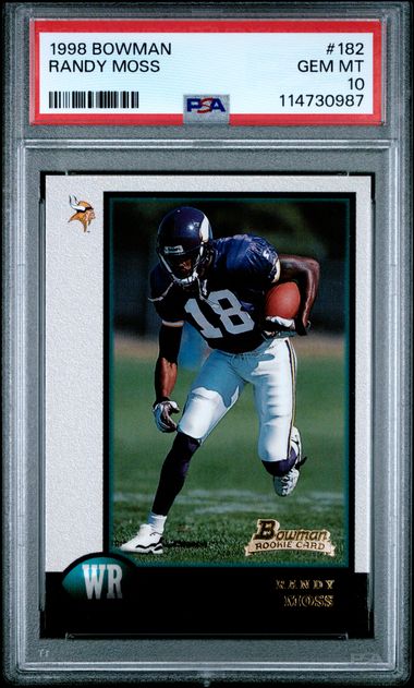 1998 Bowman Randy Moss #182 Gem Mt 10 front