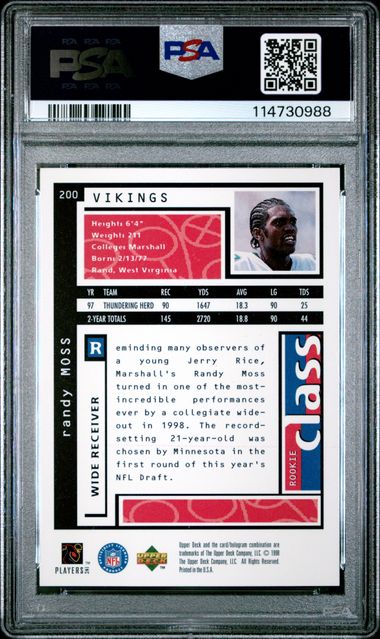 1998 Ud Choice Randy Moss #200 Mint 9 back