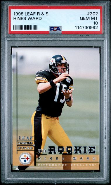 1998 Leaf R & S Hines Ward #202 Gem Mt 10 front