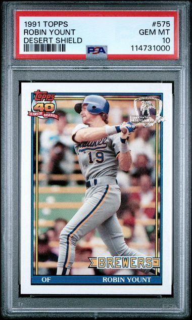 1991 Topps Desert Shield Robin Yount #575 (Desert Shield) Gem Mt 10 front
