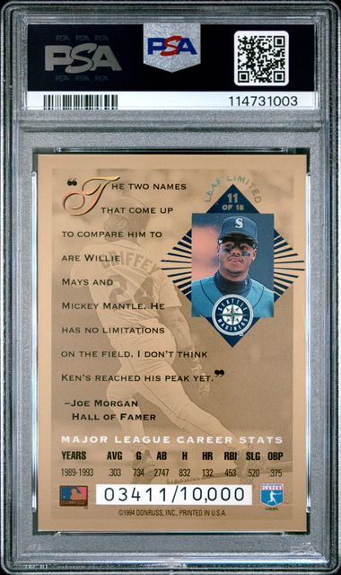 1994 Leaf Limited Gold All-Stars Ken Griffey Jr. #11 (Gold All-Stars) Nm-Mt 8 back