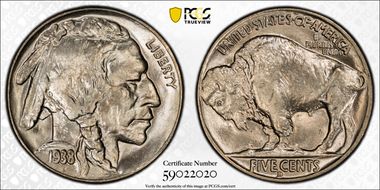 1938-D 5C Buffalo MS65