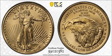 2025 $5 Gold Eagle MS70
