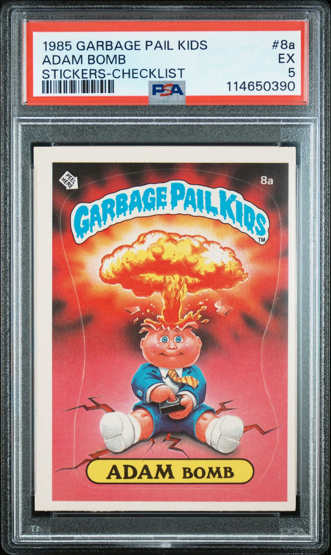 1985 Topps GARBAGE PAIL KIDS STICKERS STICKERS-C/L-GLOSSY #8A Adam Bomb front