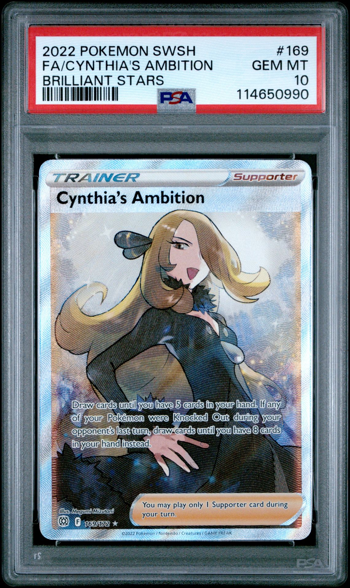 2022 Pokemon POKEMON SWORD & SHIELD BRILLIANT STARS #169 FA/Cynthia's Ambition front
