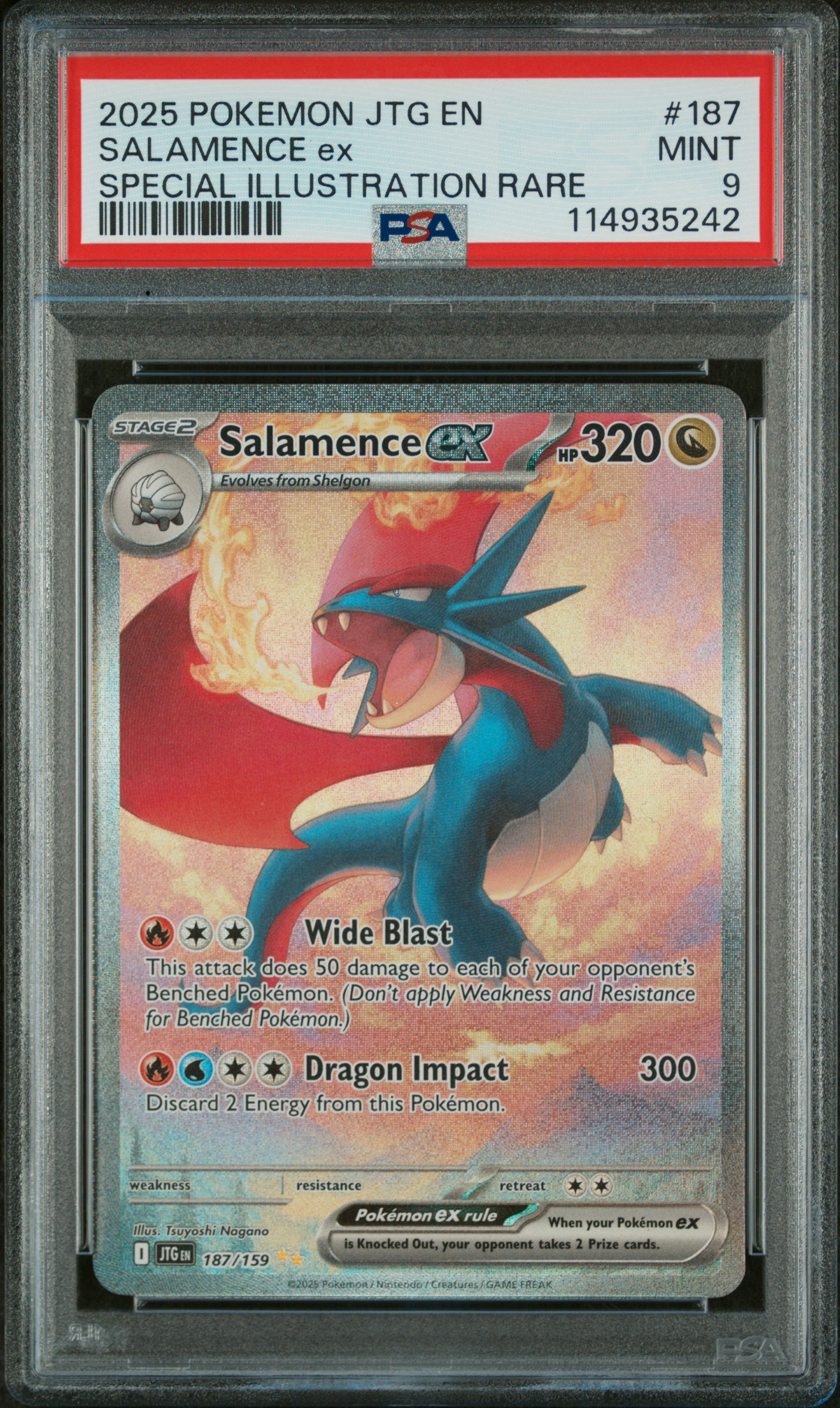 2025 #187 Salamence EX PSA 9 Jtg EN-Journey Together