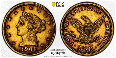 1906 $2.50 AU58+