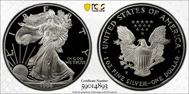 1996-P $1 Silver Eagle PR70DCAM