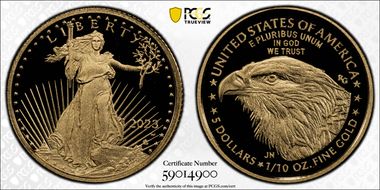 2023-W $5 Gold Eagle PR70DCAM
