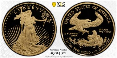 2010-W $5 Gold Eagle PR70DCAM