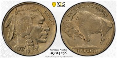 1937-D 5C 3 Legs, FS-901 MS62