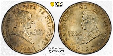 1970 Piso KM-202a Pope Visit Silver MS65