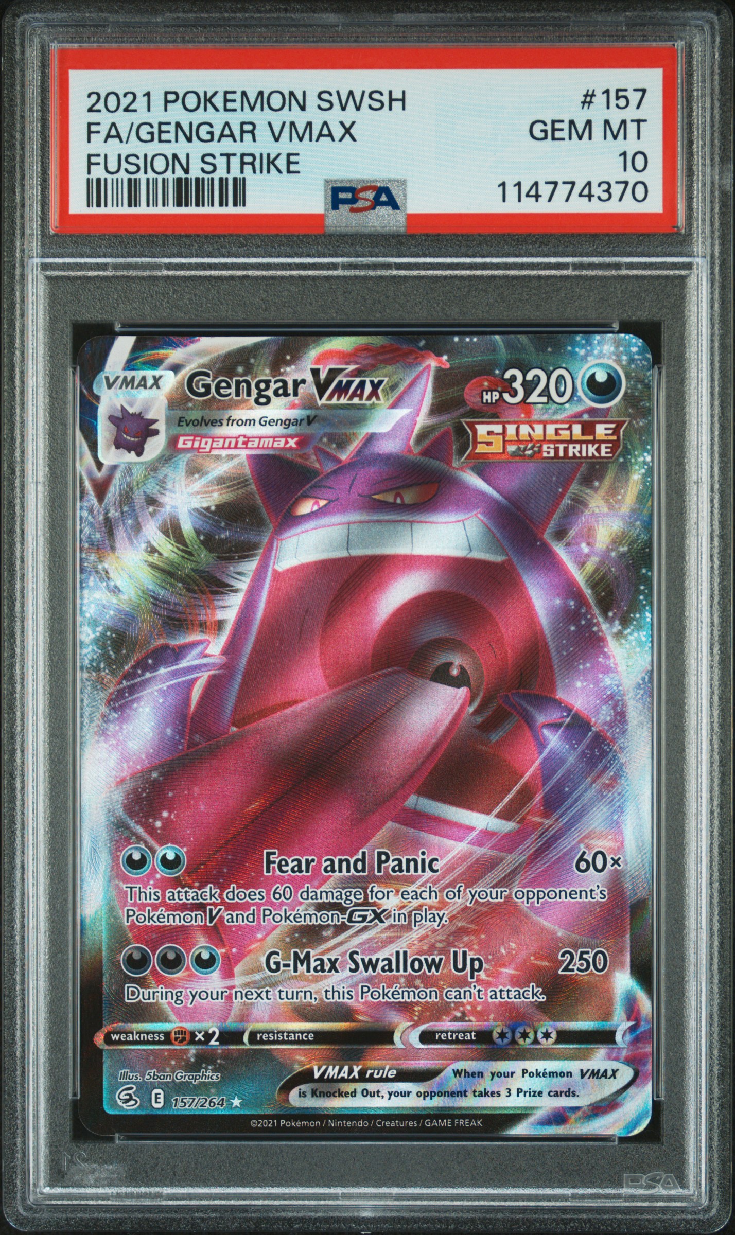 2021 #157 Full Art/Gengar Vmax PSA 10 Sword & Shield Fusion Strike