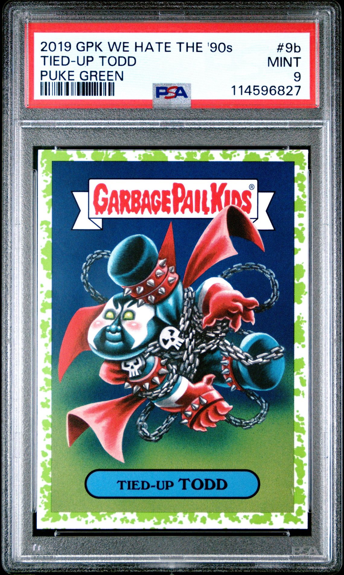2019 Topps Garbage Pail Kids PUKE GREEN #9B Tied-Up Todd front