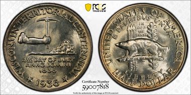 1936 50C Wisconsin MS65