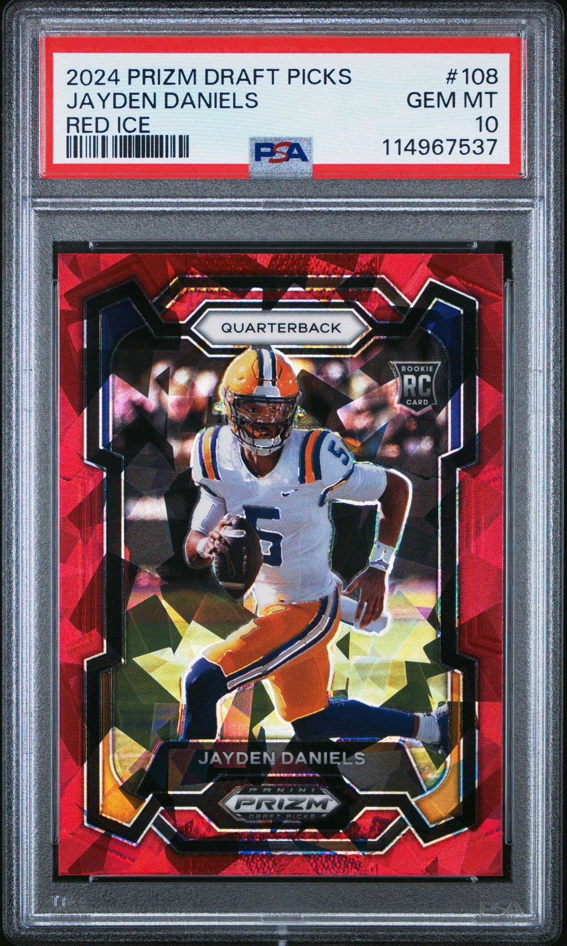 2024 Panini Prizm Draft Picks Jayden Daniels #108 (Red Ice) Gem Mt 10 front