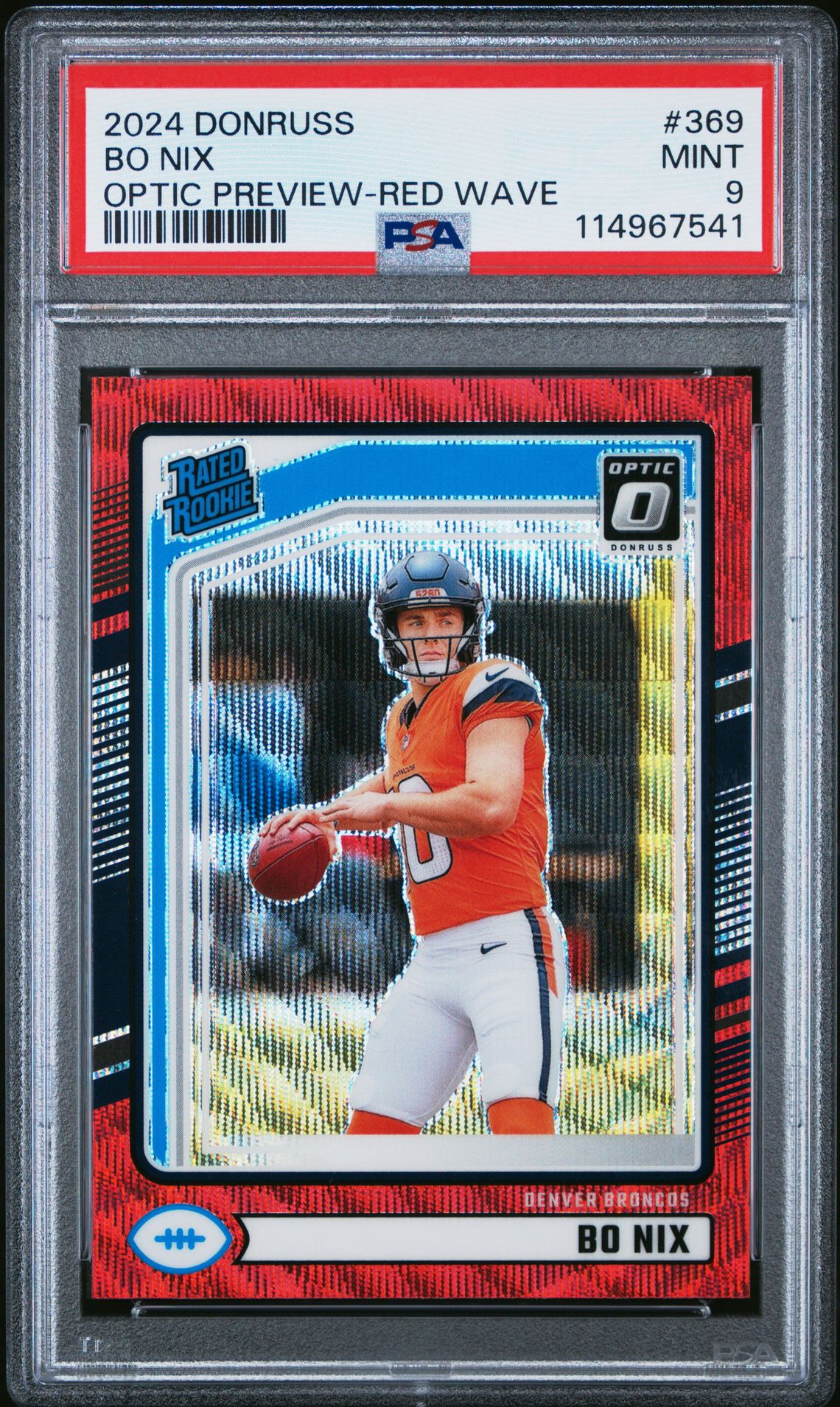 2024 Panini Donruss Bo Nix #369 (Optic Preview-Red Wave) Mint 9 front