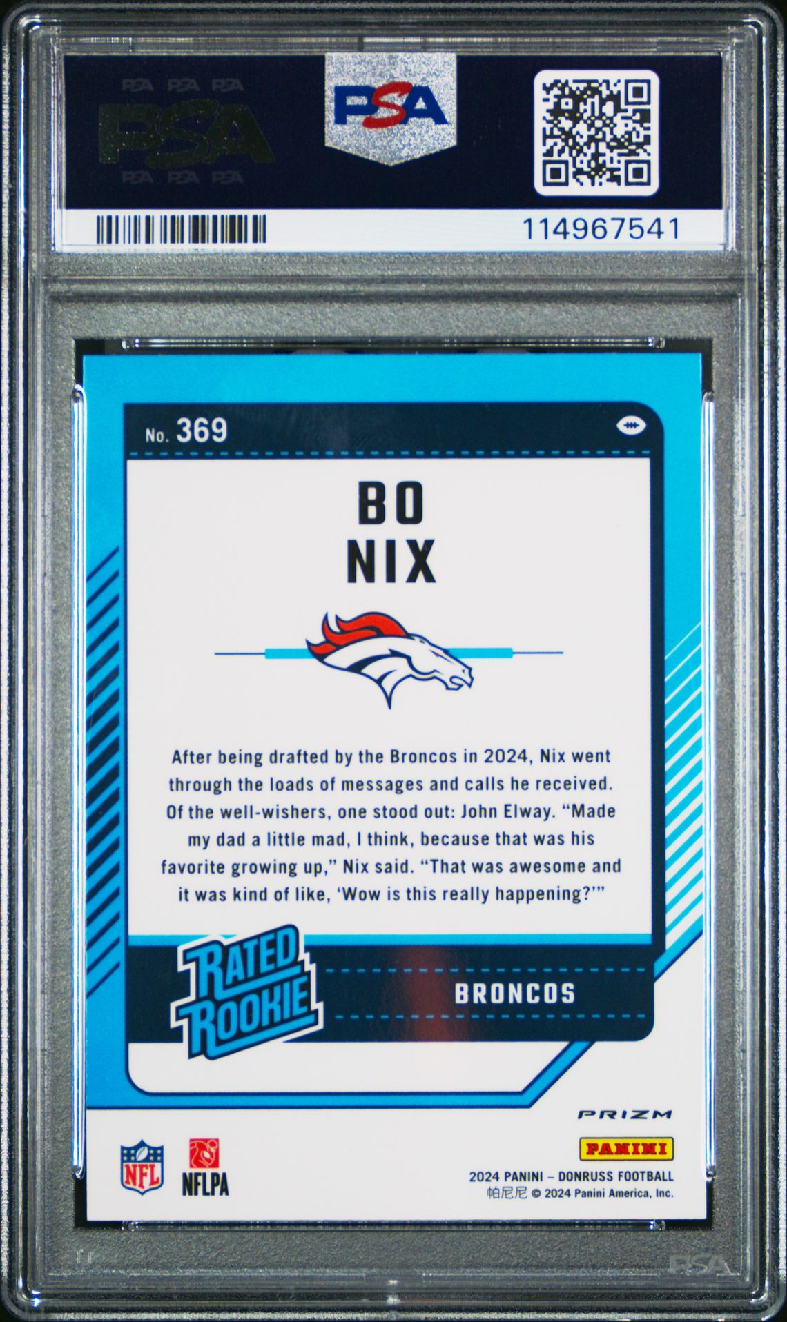 2024 Panini Donruss Bo Nix #369 (Optic Preview-Red Wave) Mint 9 back