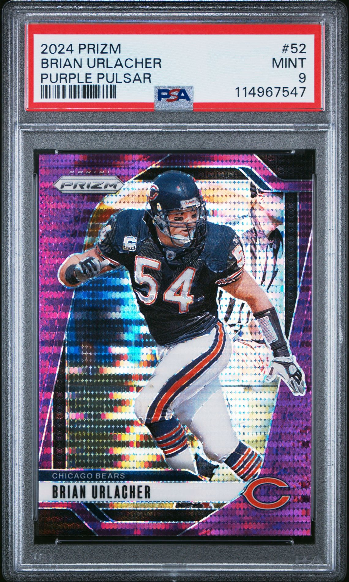 2024 Panini Prizm Brian Urlacher #52 (Purple Pulsar) Mint 9 front