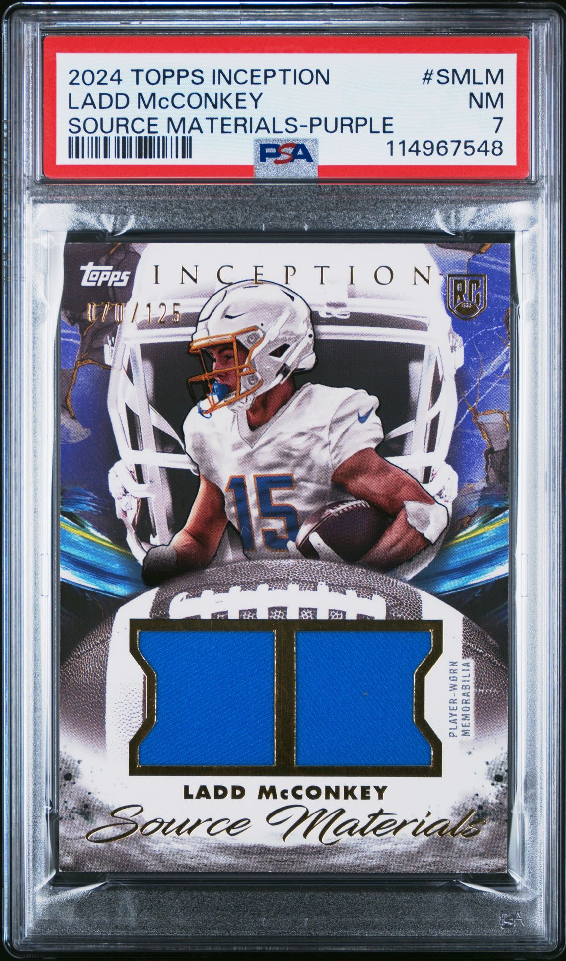 2024 Topps Inception Source Materials Ladd Mcconkey #Smlm (Source Materials-Purple) Nm 7 front