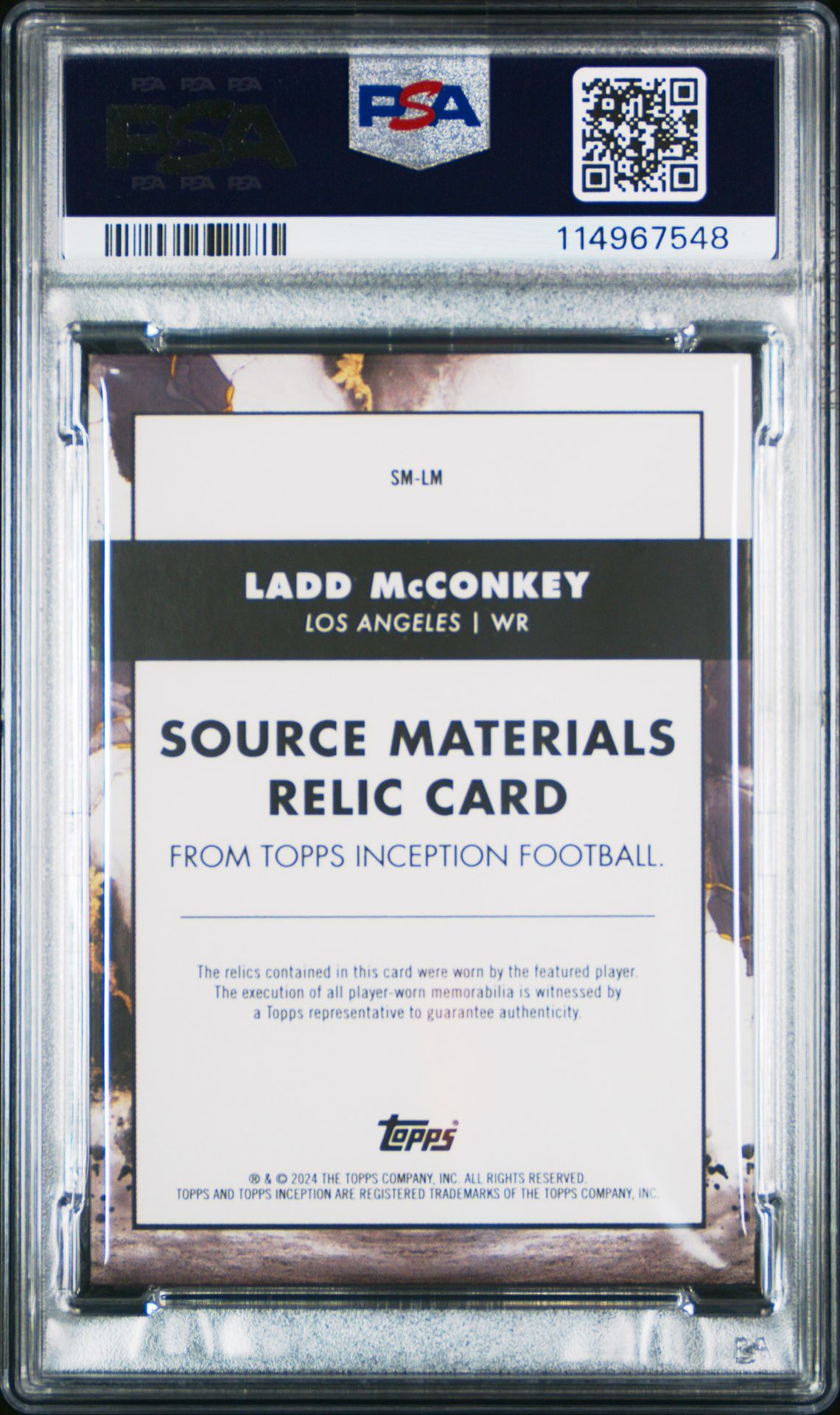 2024 Topps Inception Source Materials Ladd Mcconkey #Smlm (Source Materials-Purple) Nm 7 back